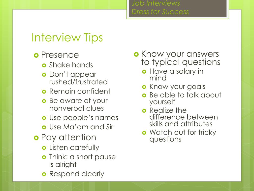 Ppt Job Interview Dress For Success Powerpoint Presentation Free Download Id 2338798