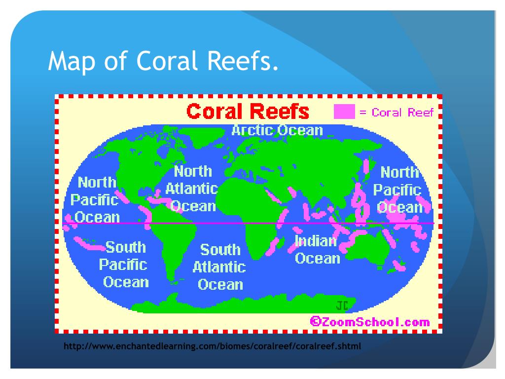 Major coral reefs map