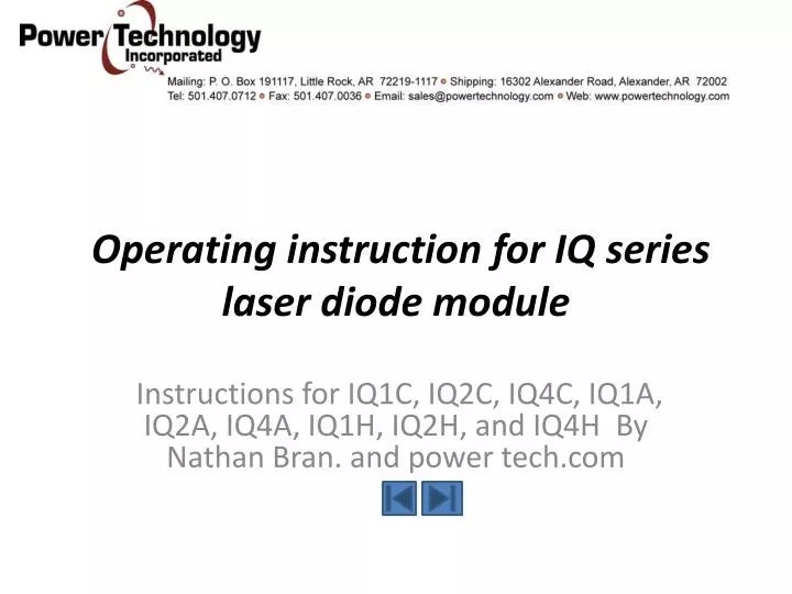 Ppt Operating Instruction For Iq Series Laser Diode Module