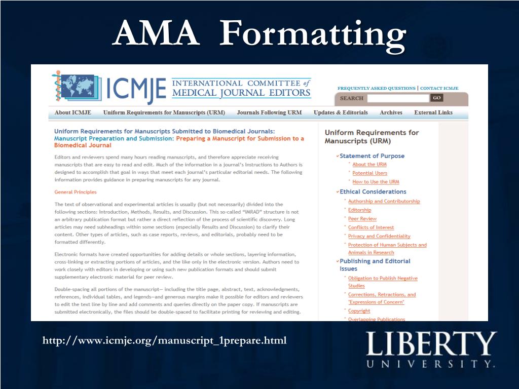 PPT - AMA Formatting PowerPoint Presentation, free ...
