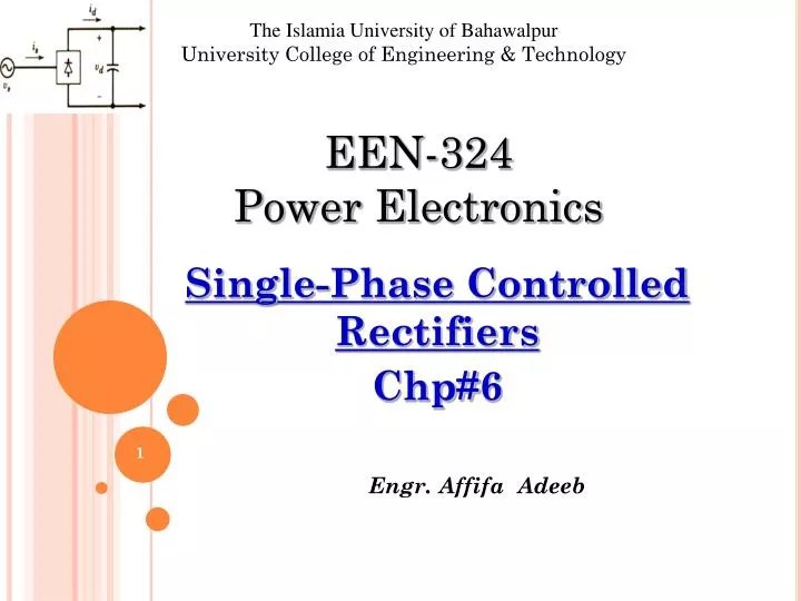 Ppt Single Phase Controlled Rectifiers Chp 6 Powerpoint