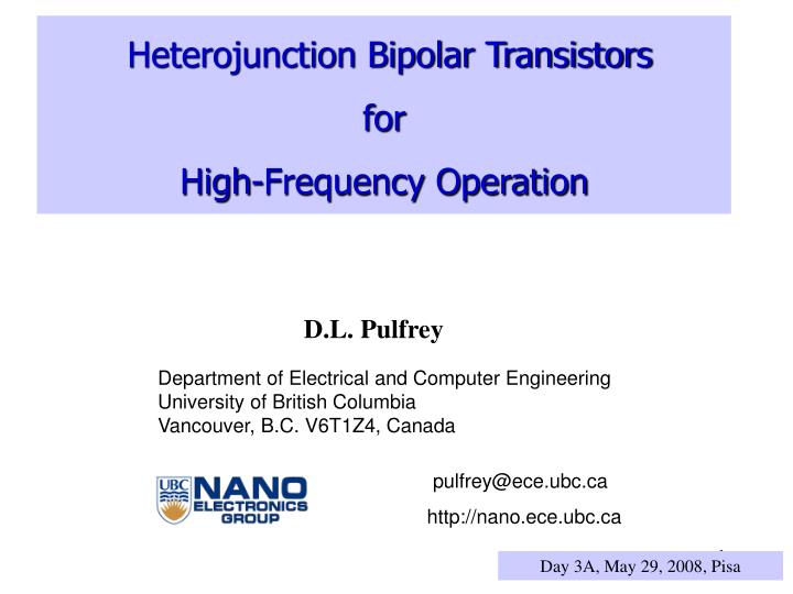 Ppt Heterojunction Bipolar Transistors For High Frequency