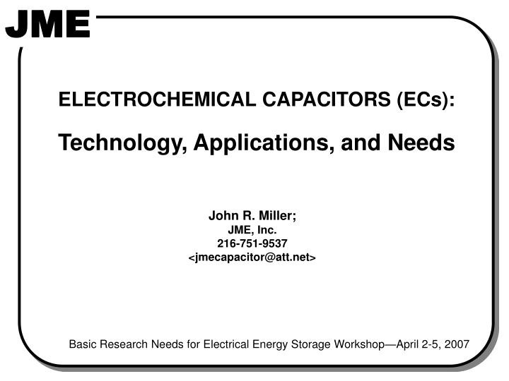Ppt Electrochemical Capacitors Ecs Technology Ppt Electrochemical Capacitors Ecs Technology