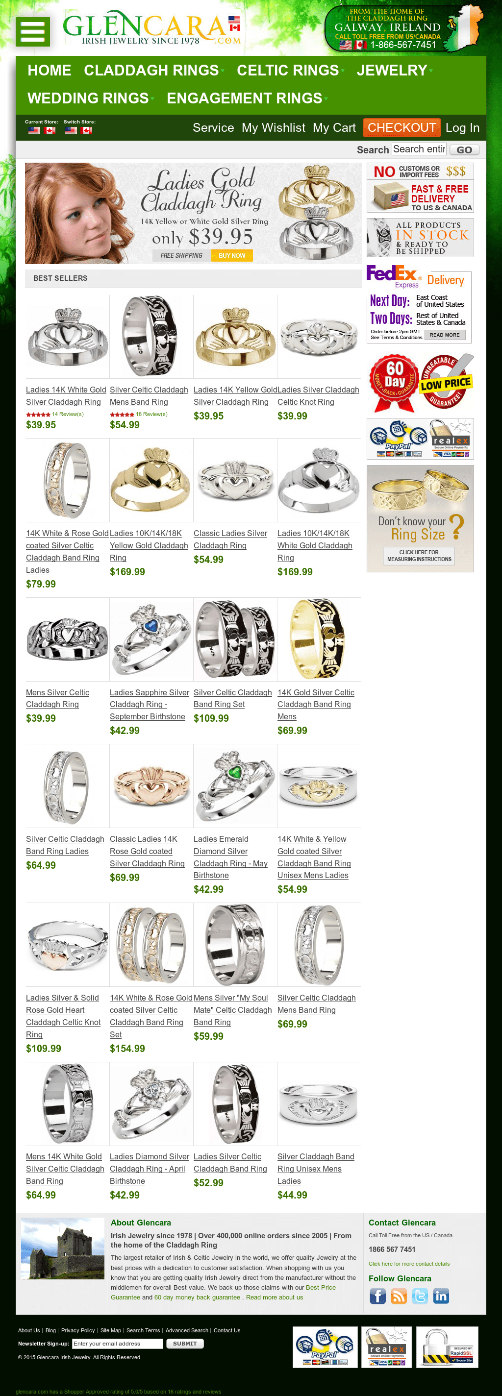 Most Popular Jewelry Glencara Irish Jewelry