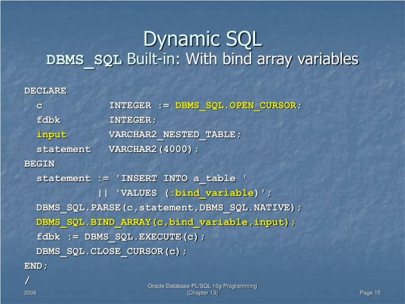 Ppt Dynamic Sql Oracle Database Pl Sql 10g Programming Powerpoint Presentation Id 3633983 - Best Minimal Patterns in High Resolution