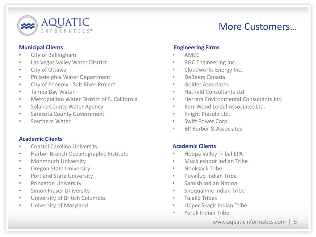 Ppt Aquatic Informatics Company Overview Powerpoint Presentation