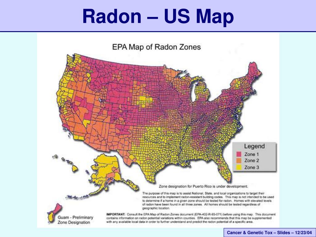 PPT An To Cancer And Genetic Toxicology PowerPoint Radon Us Map L 