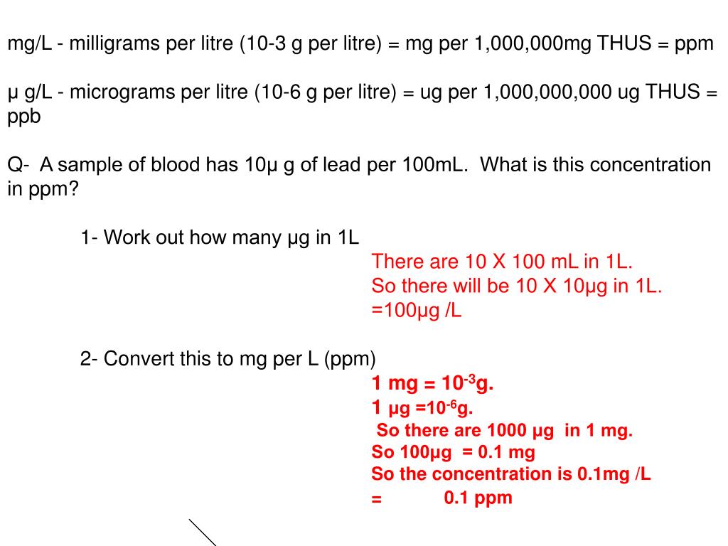 Convert Microgram Per Liter To Milligram Per Liter 1 micrograms per milliliter to milligrams per liter 1 milligrams per liter.