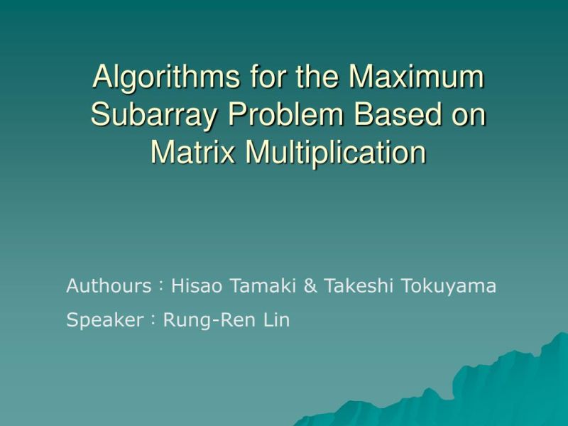 Pdf Efficient Algorithms For The Maximum Subarray Problem By Distance - Premium City Pattern Gallery - HD