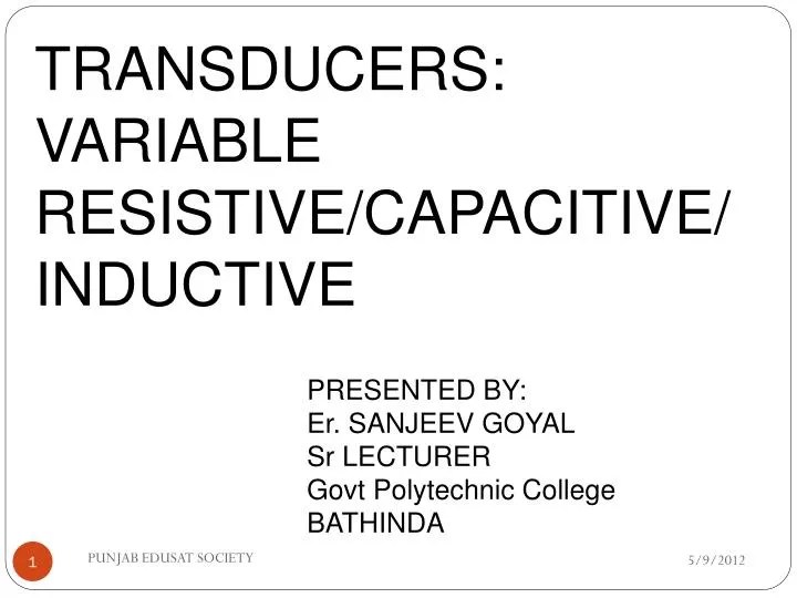 Ppt Transducers Variable Resistive Capacitive Inductive
