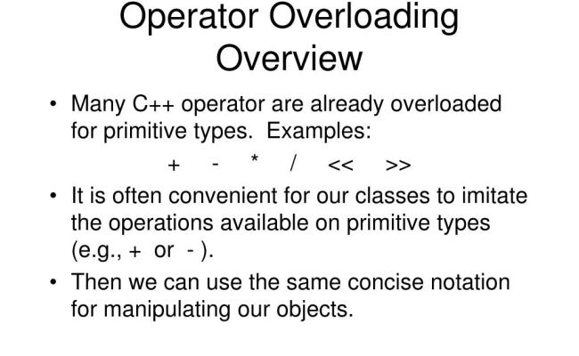 PPT - Operator Overloading PowerPoint Presentation, Free Download - ID ...
