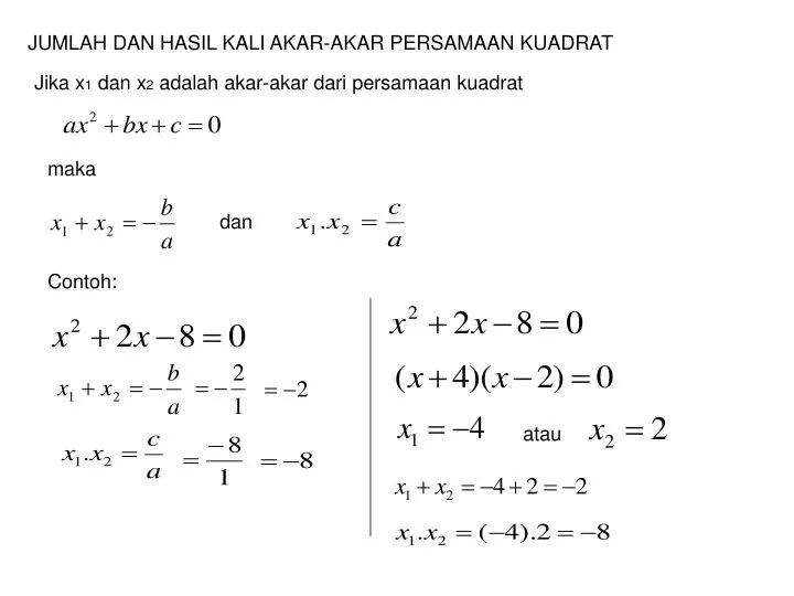 3.0, bagaimana algoritma atau cara kerja program persamaan kuadrat, dan saya beri. Ppt Jumlah Dan Hasil Kali Akar Akar Persamaan Kuadrat Powerpoint Presentation Id 5063433