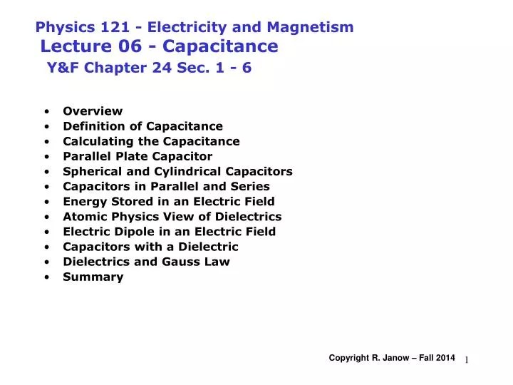 Ppt Physics 121 Electricity And Magnetism Lecture 06 Ppt Physics 121 Electricity And Magnetism Lecture 06