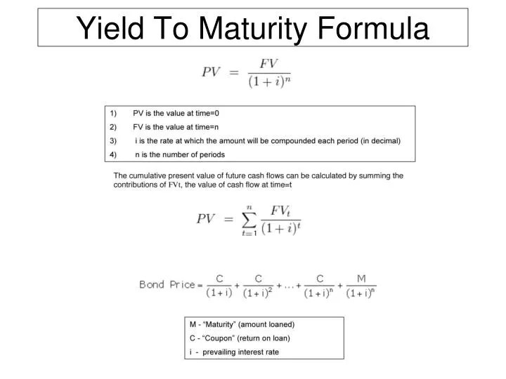 pics Ytm Formula Example yield to maturity formula powerpoint