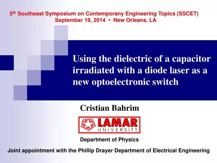 Ppt Using The Dielectric Of A Capacitor Irradiated With A
