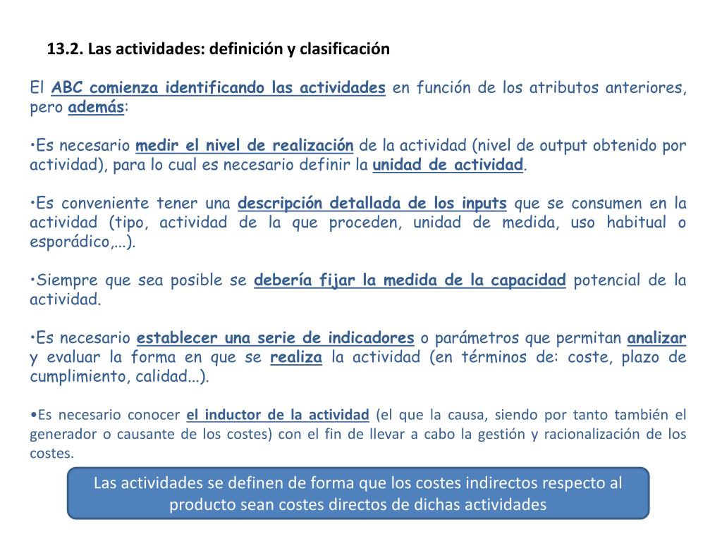 Ppt Tema 13 El Modelo De Costes Basado En Las Actividades