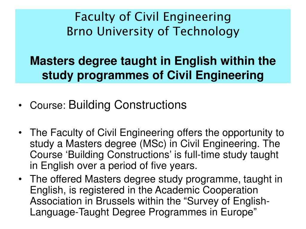 Ppt Faculty Of Civil Engineering Brno University Of Technology