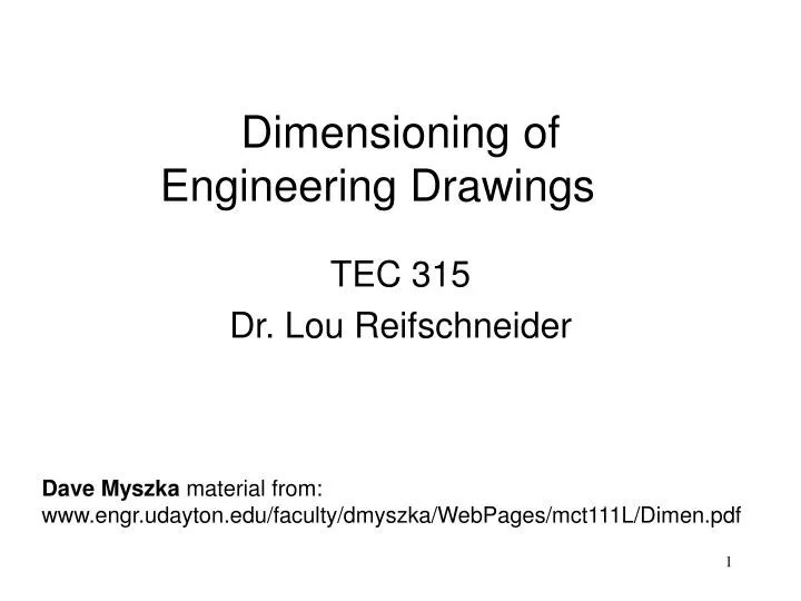 Ppt Dimensioning Of Engineering Drawings Powerpoint