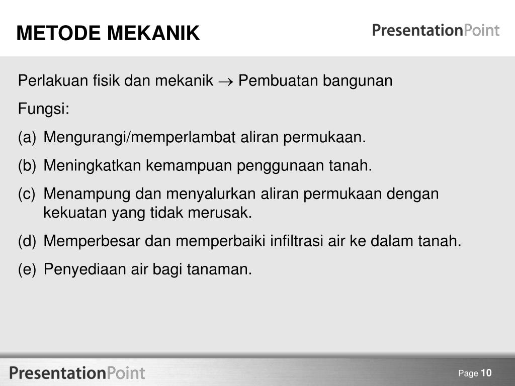 Untuk menjaga kelestarian tanah ini, ada beberapa metode dari mekanik konservasi tanah antara lain terasering, countour tillage/countour farming . Ppt Metode Konservasi Tanah Dan Air Powerpoint Presentation Free Download Id 6966891