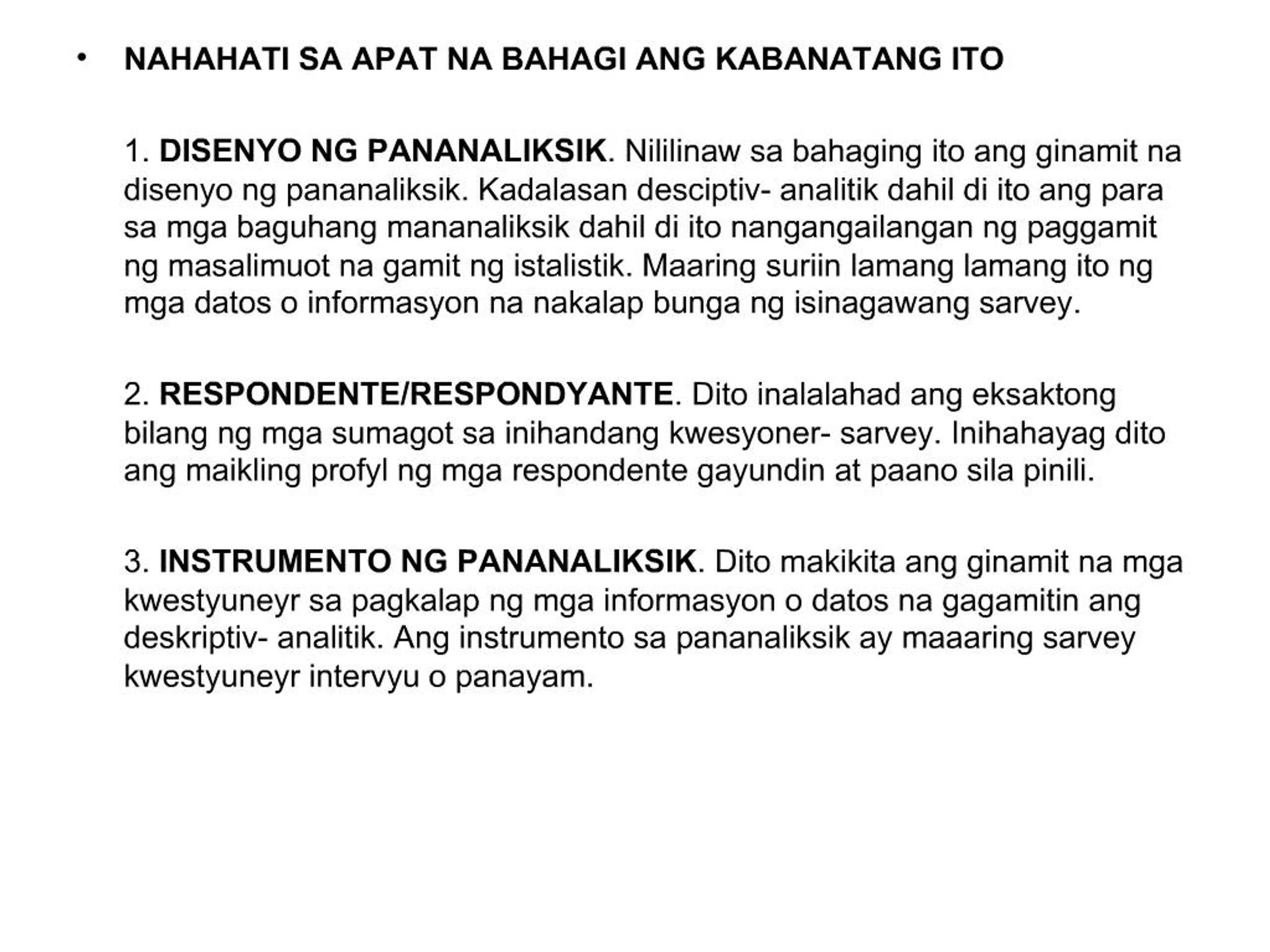 Mga Bahagi Ng Pananaliksik At Halimbawa Nito Panlabas Bahagi SAHIDA