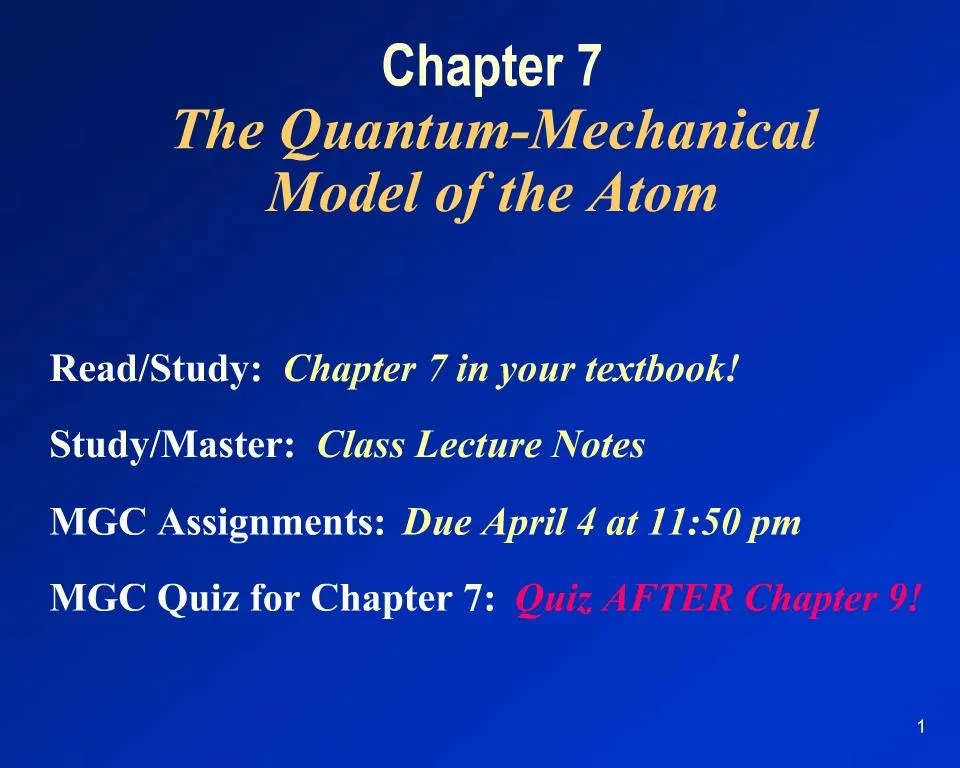 Ppt Chapter 7 The Quantum Mechanical Model Of The Atom Powerpoint Presentation Id 290750