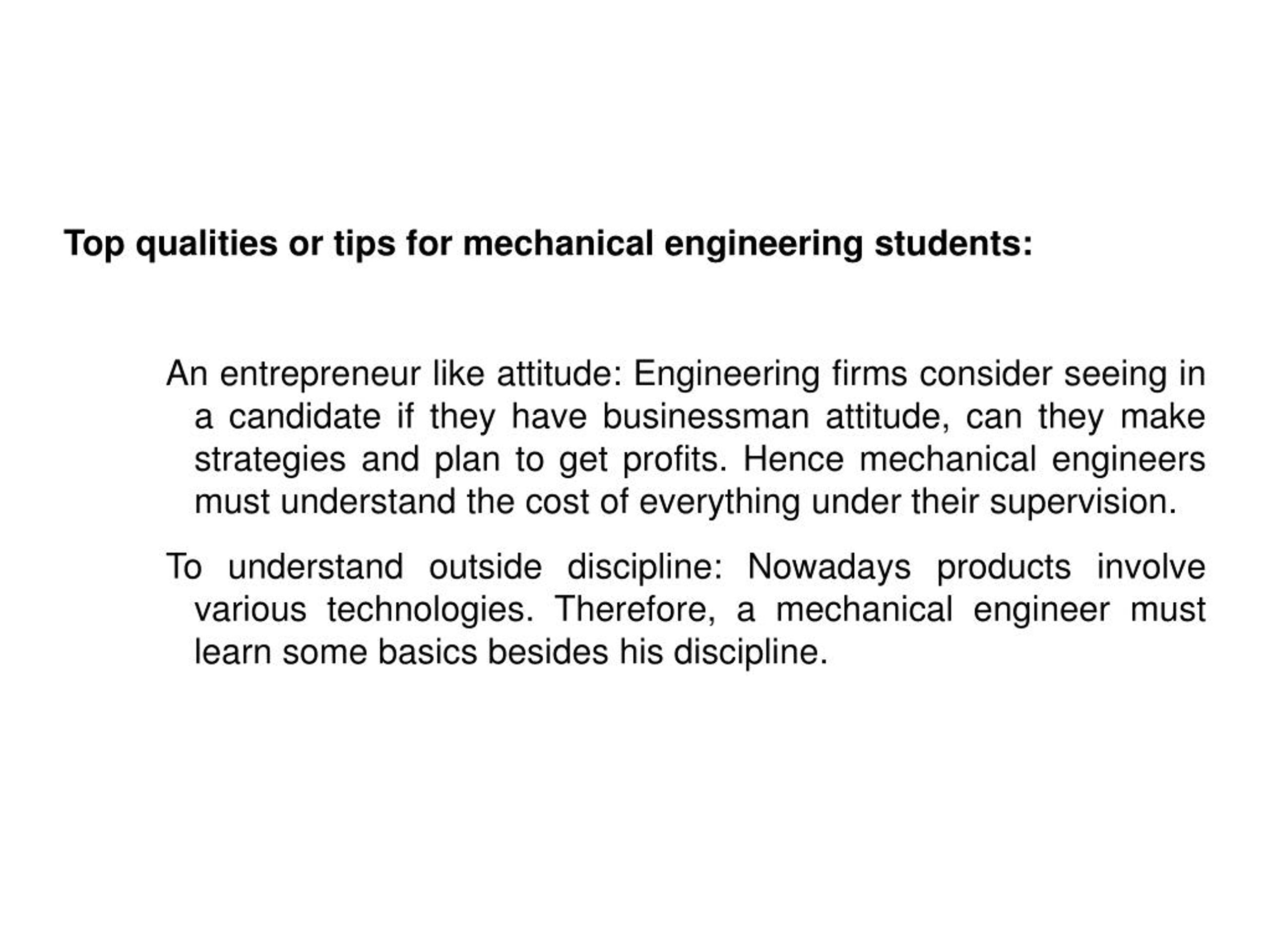 Ppt Skills Needed To Become An Excellent Mechanical