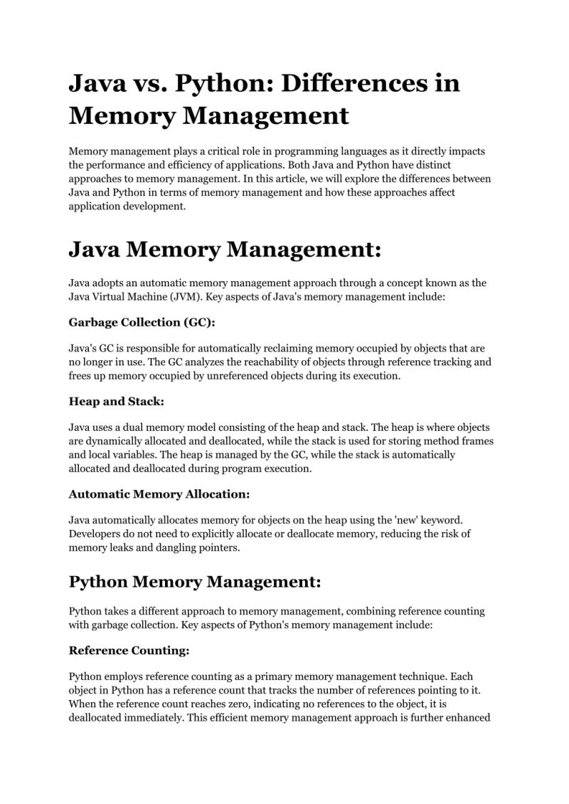 Ppt Java Vs Python Differences In Memory Management Powerpoint - Mobile City Wallpapers for Desktop