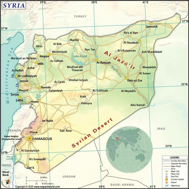 Syrian Desert Physical Map Hd 