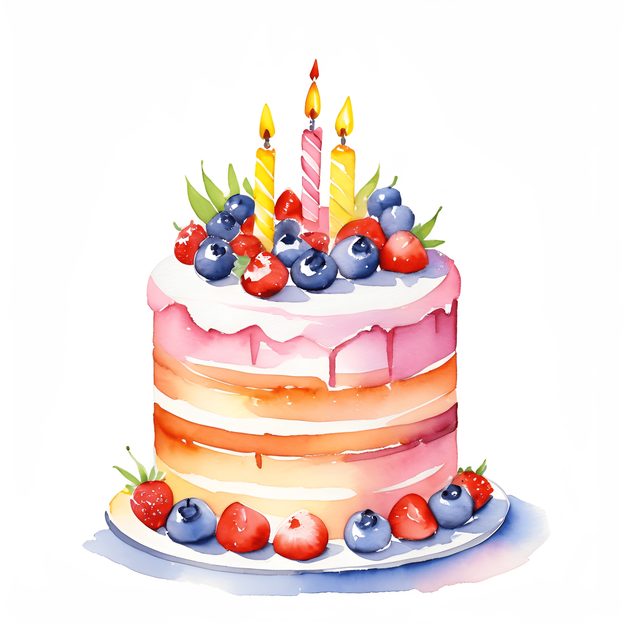 Watercolor Birthday Cake Free Download Ai Scribbles