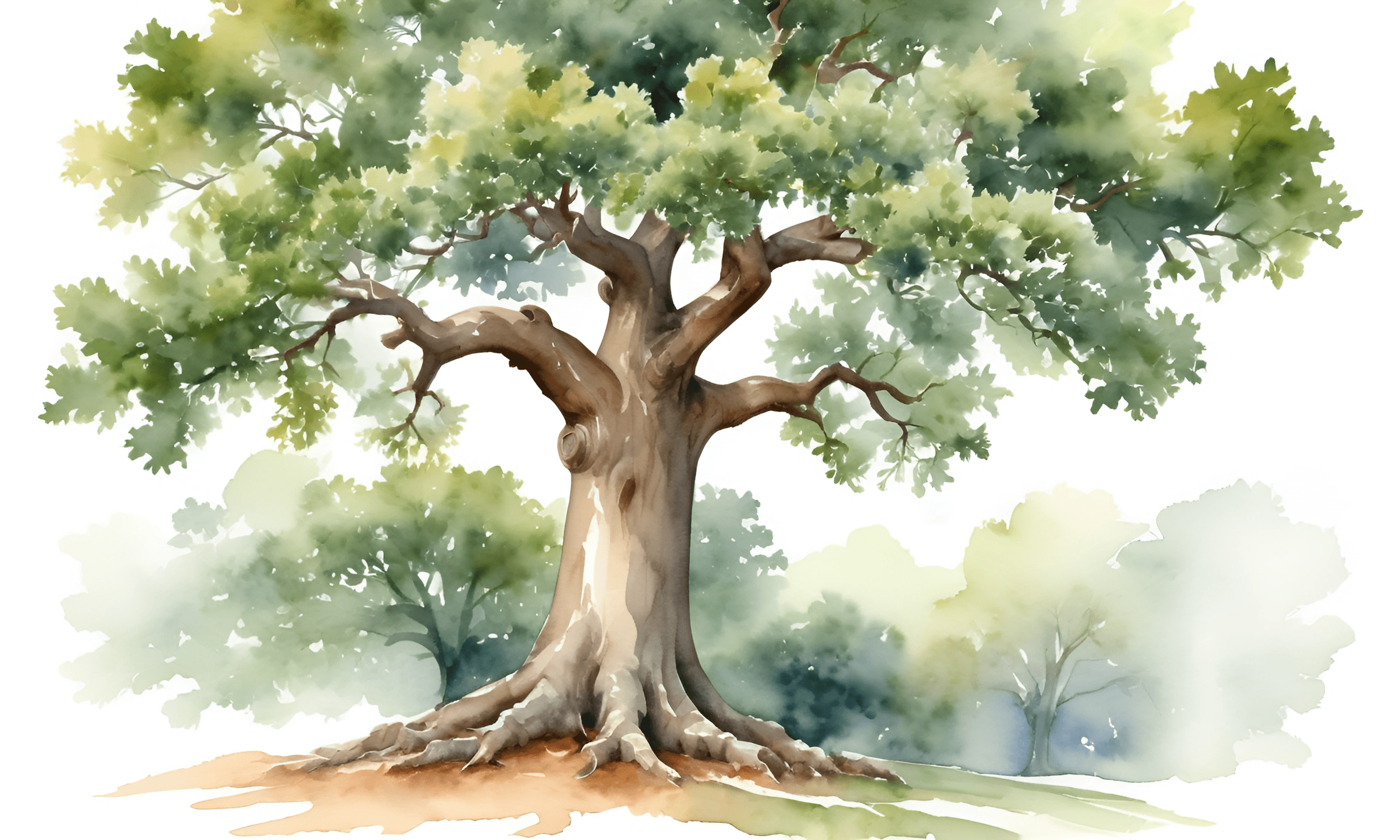 Majestic Oak Tree Watercolor Painting Free Download Ai Scribbles