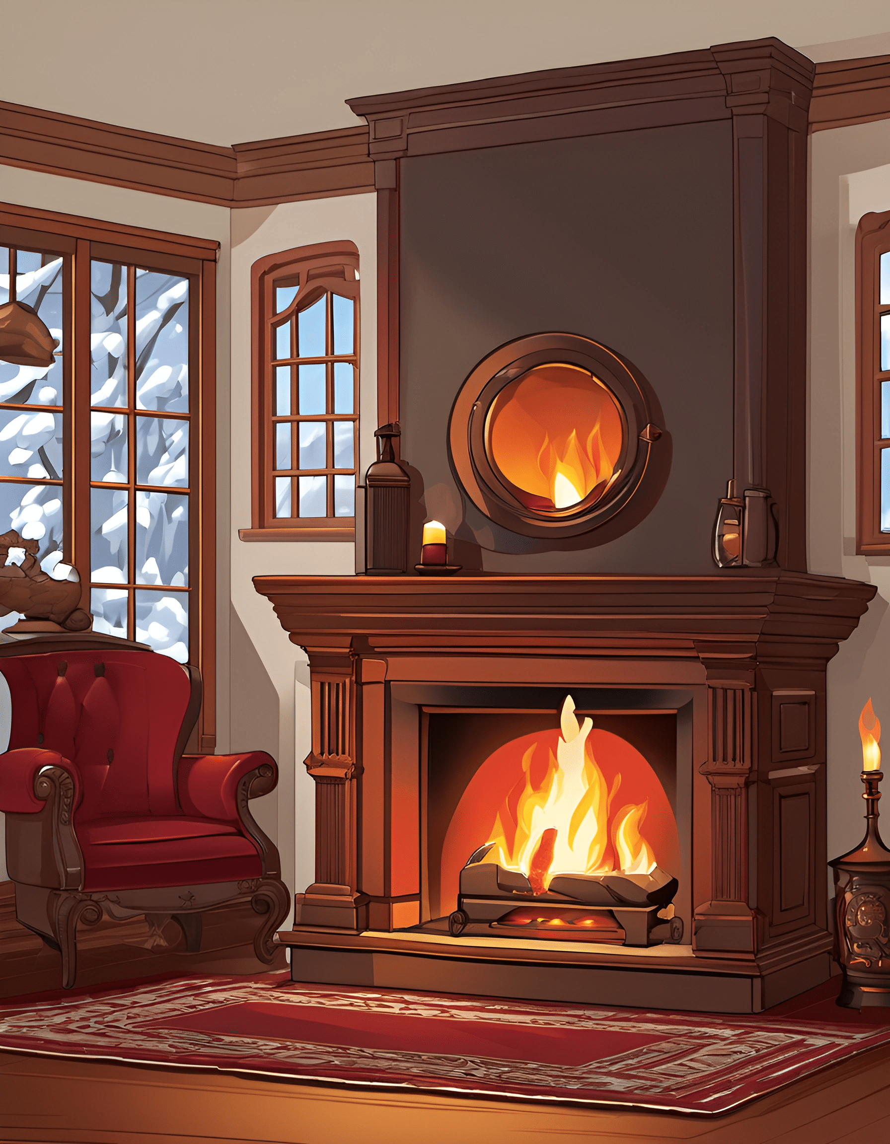 Cozy Winter Fireplace Scene Free Download Ai Scribbles