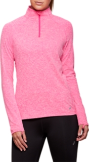 womens dorai quarter zip pink glow heather hoodies sweatshirts asics on women's quarter zip hoodie