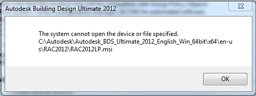 system cannot open the device or file specified