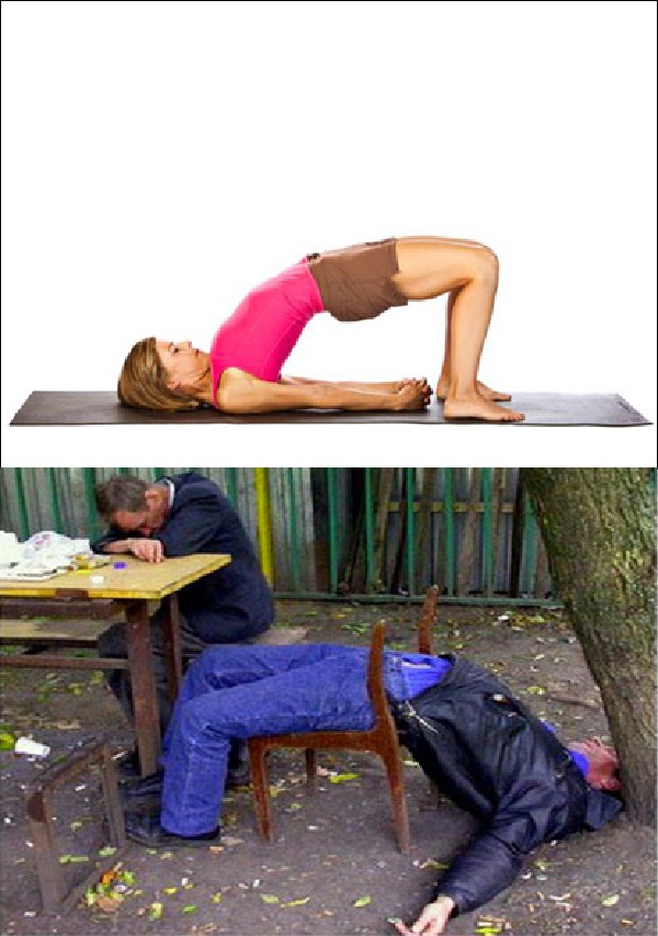 Yoga vs. drunk poses
