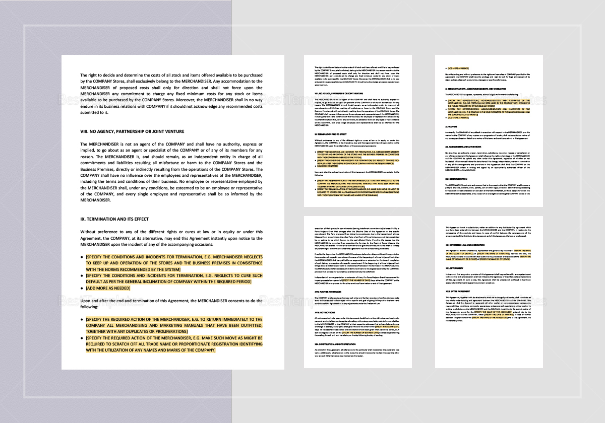 Merchandising And Marketing Agreement Template In Word Apple Pages