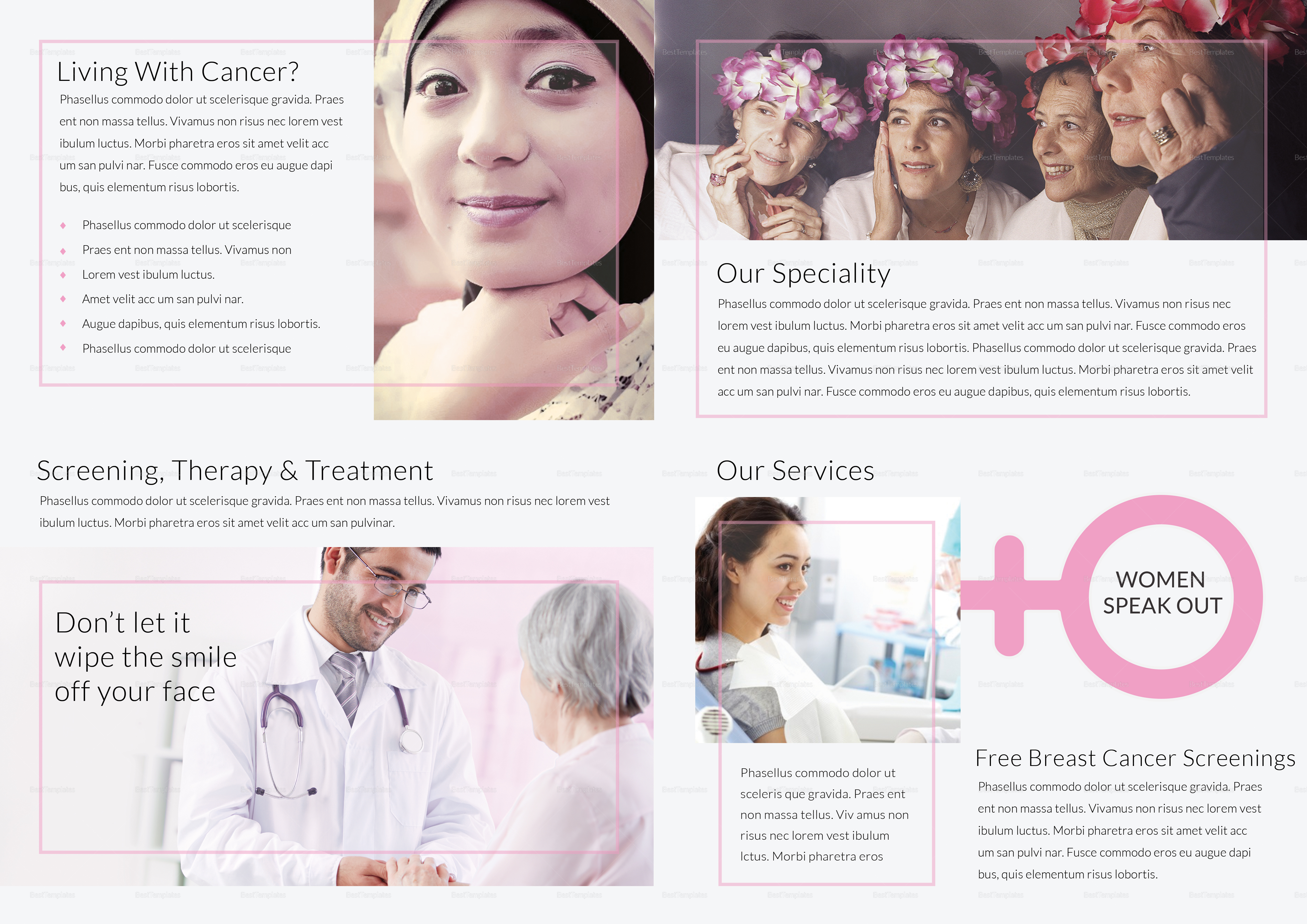 Breast Cancer Bi Fold Brochure Design Template In Word Psd Publisher