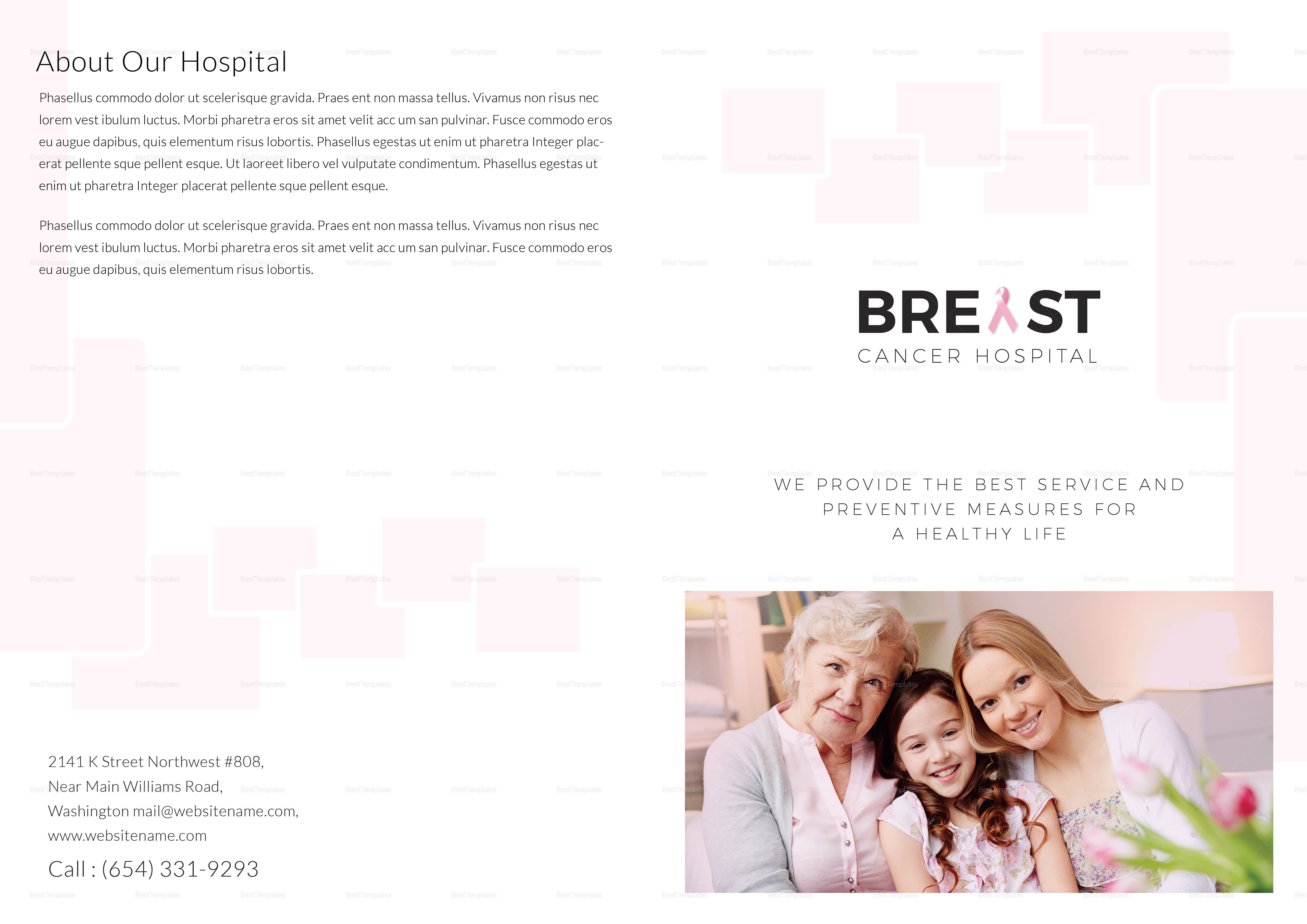Breast Cancer Bi Fold Brochure Design Template In Word Psd Publisher