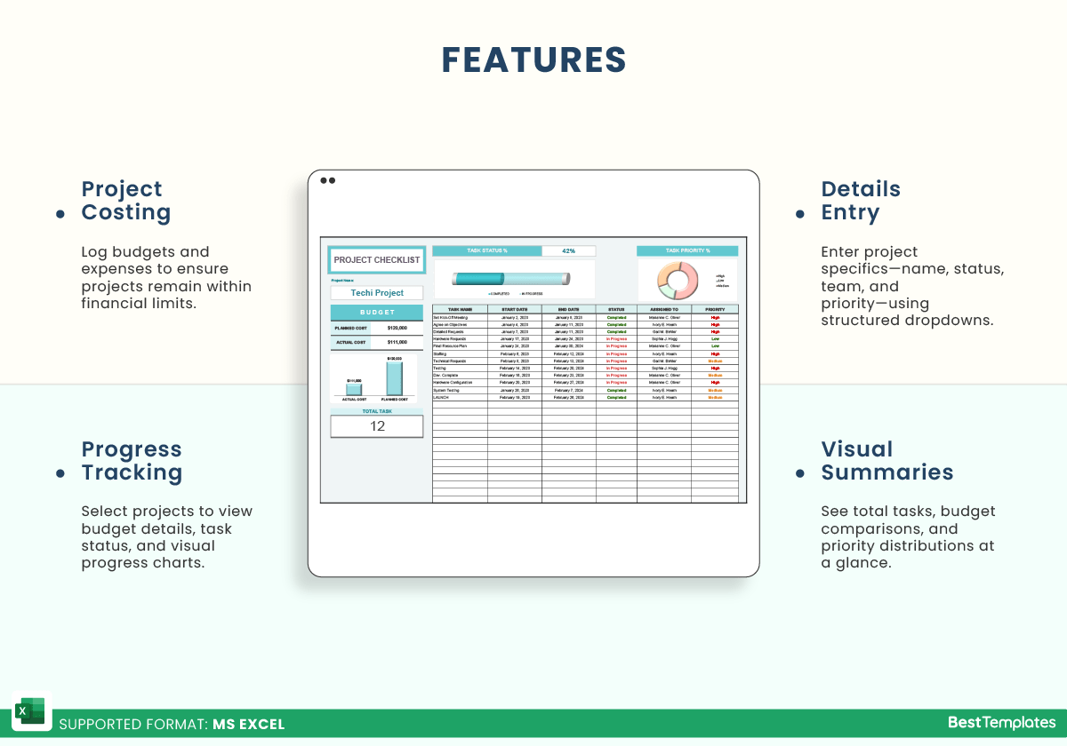 Project checklist excel template