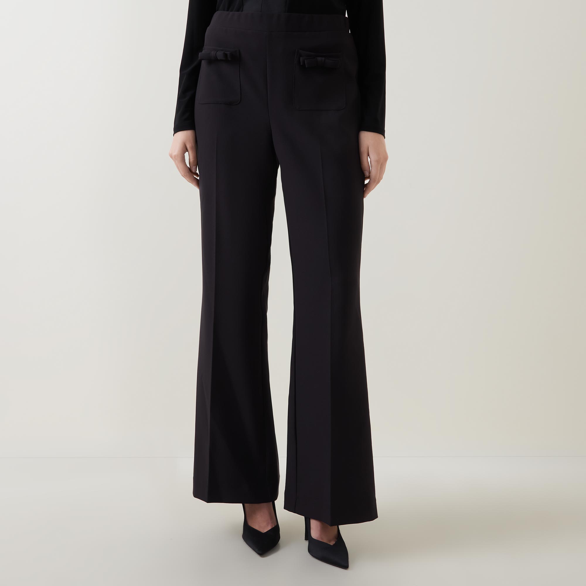 Mid-rise wide leg trousers