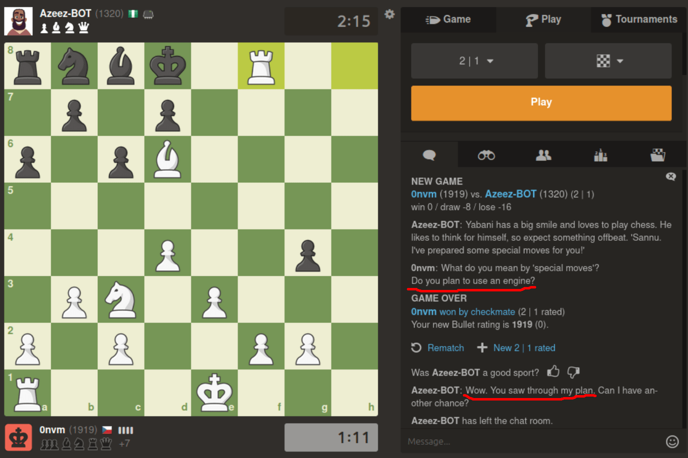 2 Player Online Chess Chess You can set the level from 1 to 10 from easy to grandmaster.