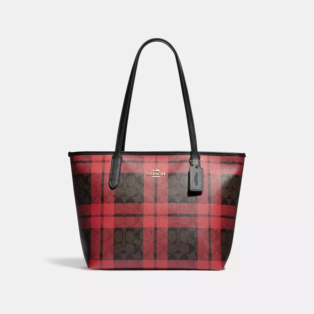 Become a coach insider to receive exclusive access to new . Coach Outlet Zip Top Tote In Signature Canvas With Field Plaid Print