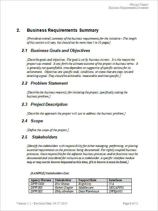 [this document is a template of a functional requirements definition. 11 Business Requirements Documents Free Pdf Excel Templates