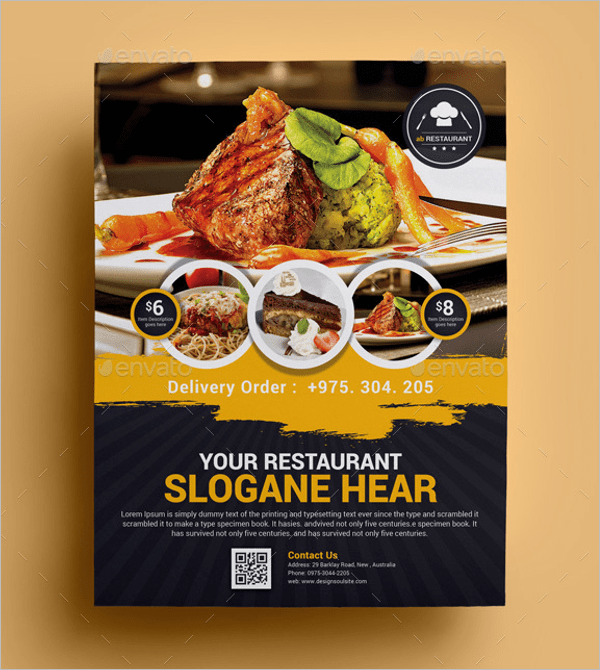 Select the best psd mockups for the presentation of the branding identity design on them. 79 Restaurant Flyer Designs Free Psd Word Sample Templates