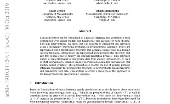 Bayesian Causal Inference Via Probabilistic Program Synthesis | DeepAI