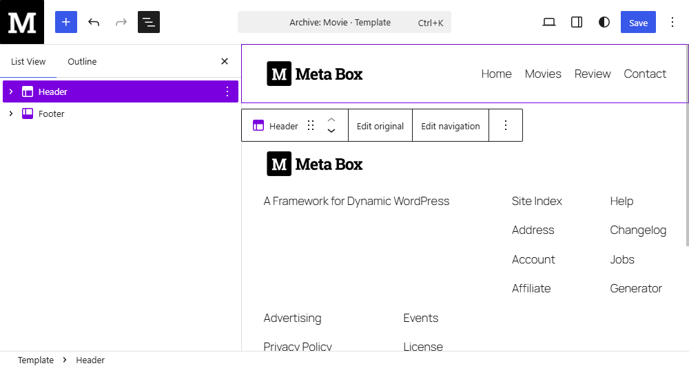 Add header and footer for the page