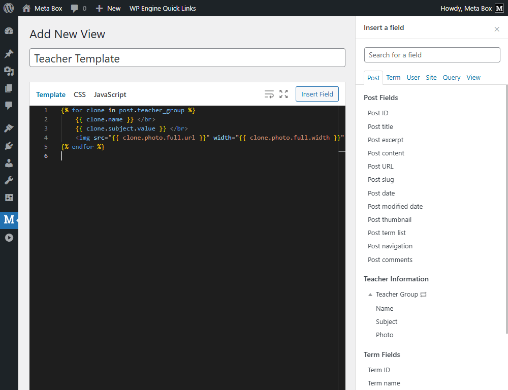 The code after inserting 
