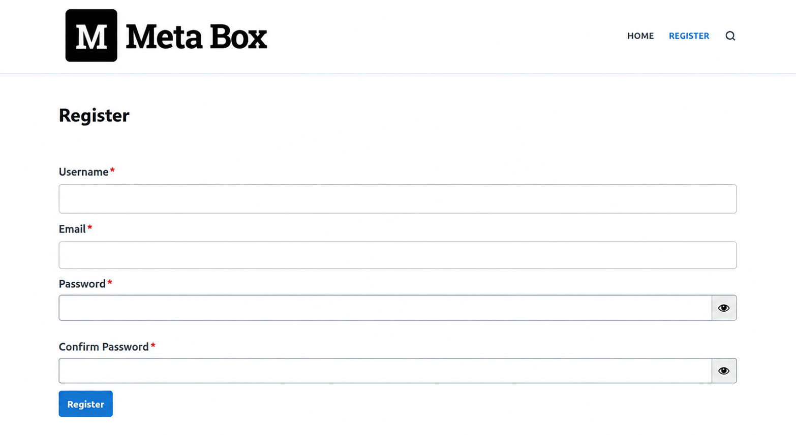 The MB User Profile extension of Meta Box provides some fields to create a registration page.