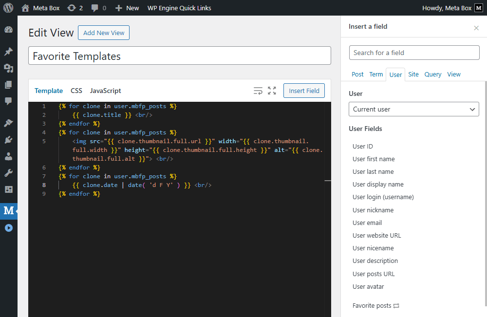The code after inserting