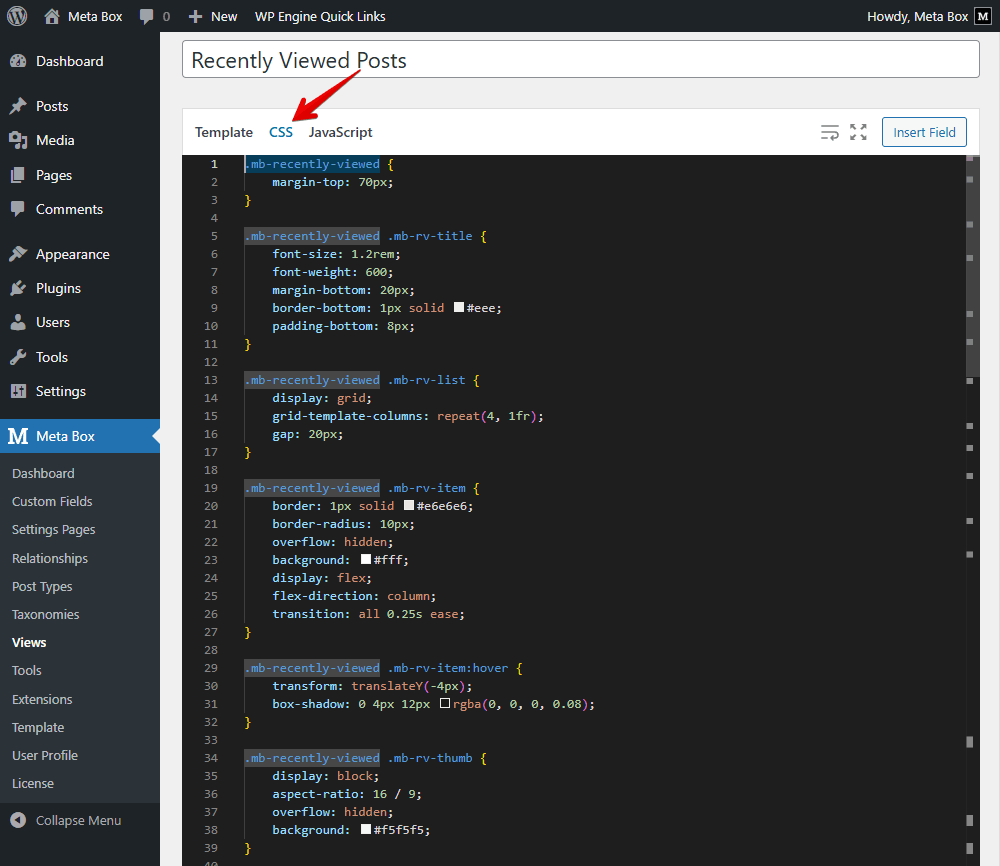 Add CSS to style the viewed section