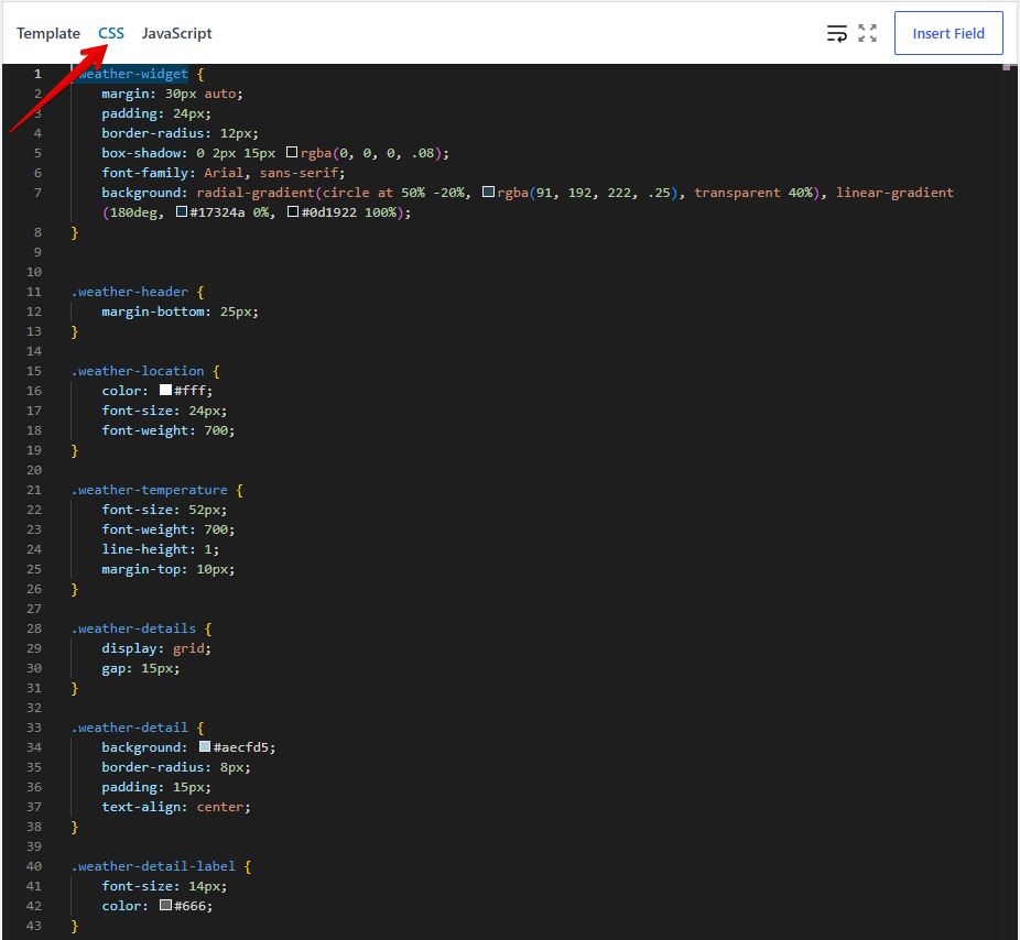 Add CSS tab to style